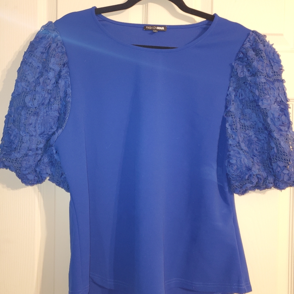 Royal blue puffy sleeve top